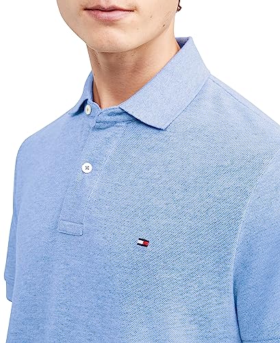 Tommy Hilfiger Men's Short Sleeve Polo Shirt In Classic Fit, Malaga Blue Heather 2X-Large #TOP2