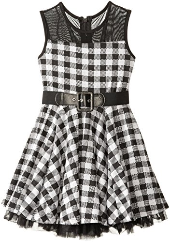 Beautees Girls' Ponte Dress with Illusion Neck