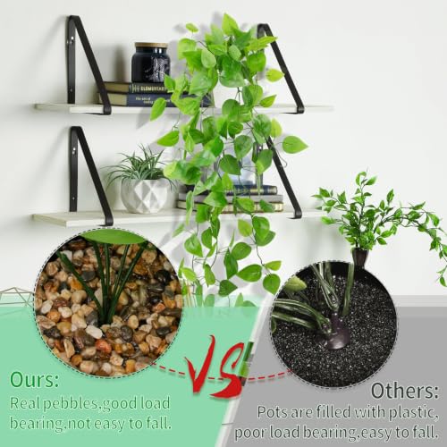 Image of LOYWREE Small Fake Hanging Plant Artificial Potted Plants for Indoor Outdoor Aesthetic - 39in Realistic Faux Hanging Pothos with Ivy Vine for Shelf Decor in Home Office Gardens Greenery (White Pot)