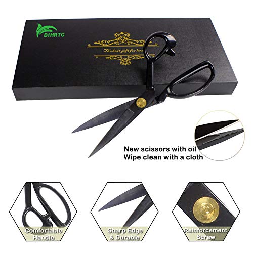 BIHRTC Professional Dressmaking Scissors Sewing Scissors 9 inch Fabric Scissors Heavy Duty Sharp Scissors with Snipper Dressmaker Shears for Cloth Tailoring Altering Leather with Tape Measure - Thumbnail 2