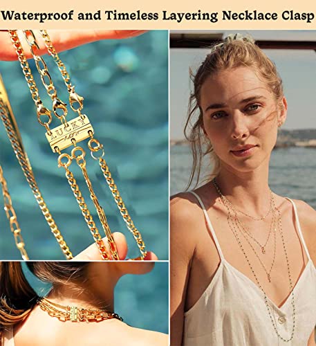 Dailyacc Lucky Necklace Layering Clasp 18K Gold and Silver Multiple Necklace Clasps for Layered Look Separator