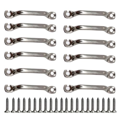 12pcs Deck Loop Pad Eye 2.36inch Long 316 Stainless Steel Bimini Boat Top PAD Eye Eye Straps, Tie Down, Kayak Deck Loops