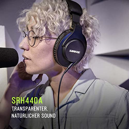 Shure SRH440A Over -Ear Over -Ear -Kabel -Kopfhörer für Überwachung und Aufnahme, professionelle Studio -Klasse, erweiterter Frequenzgang - 2022 Version