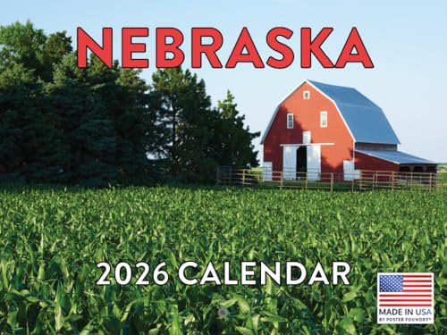 Nebraska Calendar 2026 Wall 12 Month Monthly NE Scenic Souvenirs Themed Gif