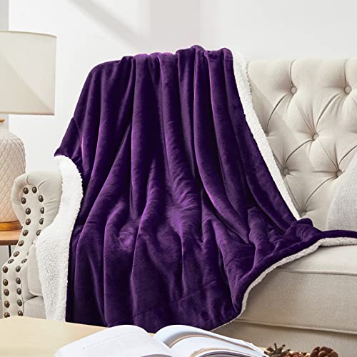 Walensee Sherpa Fleece Blanket (Throw Size 50”X60” Purple) Plush Throw Fuzzy Super Soft Reversible Microfiber Flannel Blankets For Couch, Bed, Sofa Ultra Luxurious Warm And Cozy For All Seasons #TOP6
