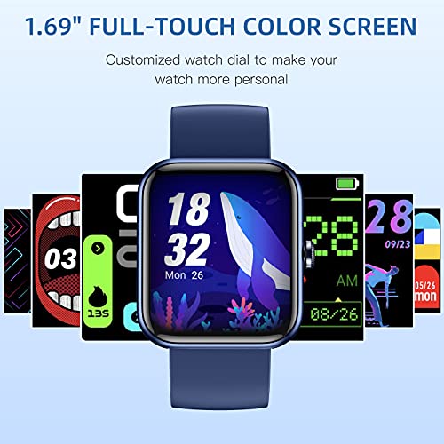 Dirrelo Smart Watch, Alexa Smart Watch For Android Phones Iphone Compatible Women Men, 1.71 Inch Touchscreen Fitness Tracker 5Atm Waterproof Watch With Heart Rate/Blood Oxygen/Sleep Monitor Navy #TOP2