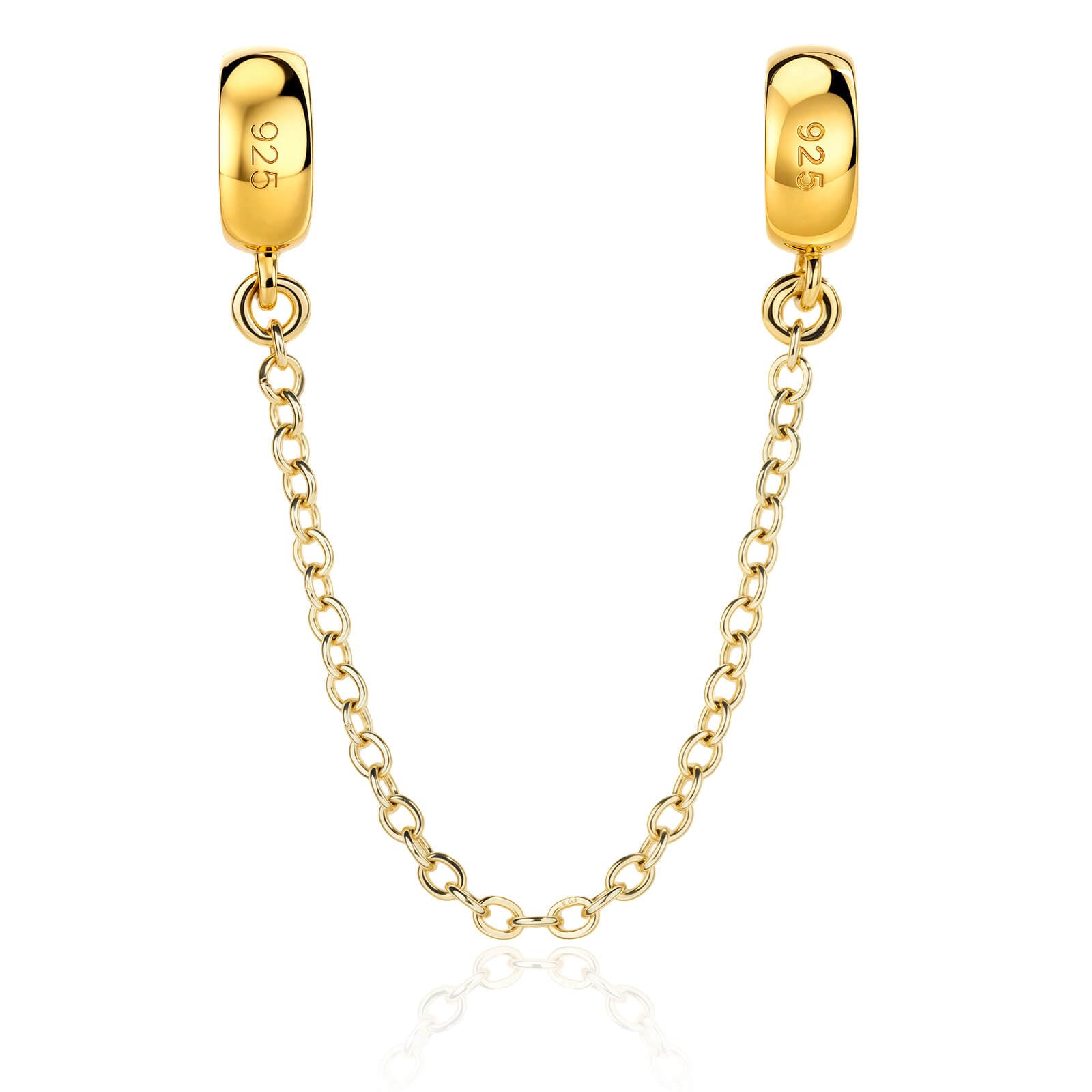 LOVANS Sicherheitskette Charms Stopper für Armband, 925 Sterling Silber Hypoallergen Charm Anhänger Clip Verschluss mit Silikon, Rutschfester Trenner für Damen Armbänder (Gold/Silber/Roségold)