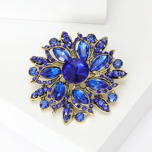 Image of Trendy Large Rhinestone Flower Brooches 8-color for Women Luxury Office Party Casual Pins Jewelry Accessories Gifts