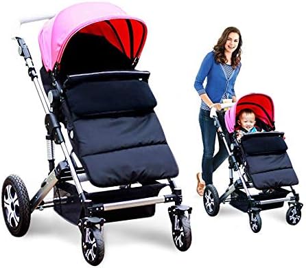 Kidsidol Baby Sleeping Bag Universal Bunting Bag Stroller Footmuff Cover 3-in-1 Baby Stroller Blanket Waterproof Windproof Stroller Annex Mat Keep Warm and Detachable (Black)