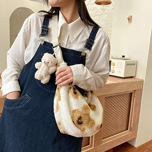 Amosfun Bolsa de Pelúcia Nas Axilas Bolsa Feminina Bolsa de Ombro Impressão Vacas Bolsa de Axila Bol