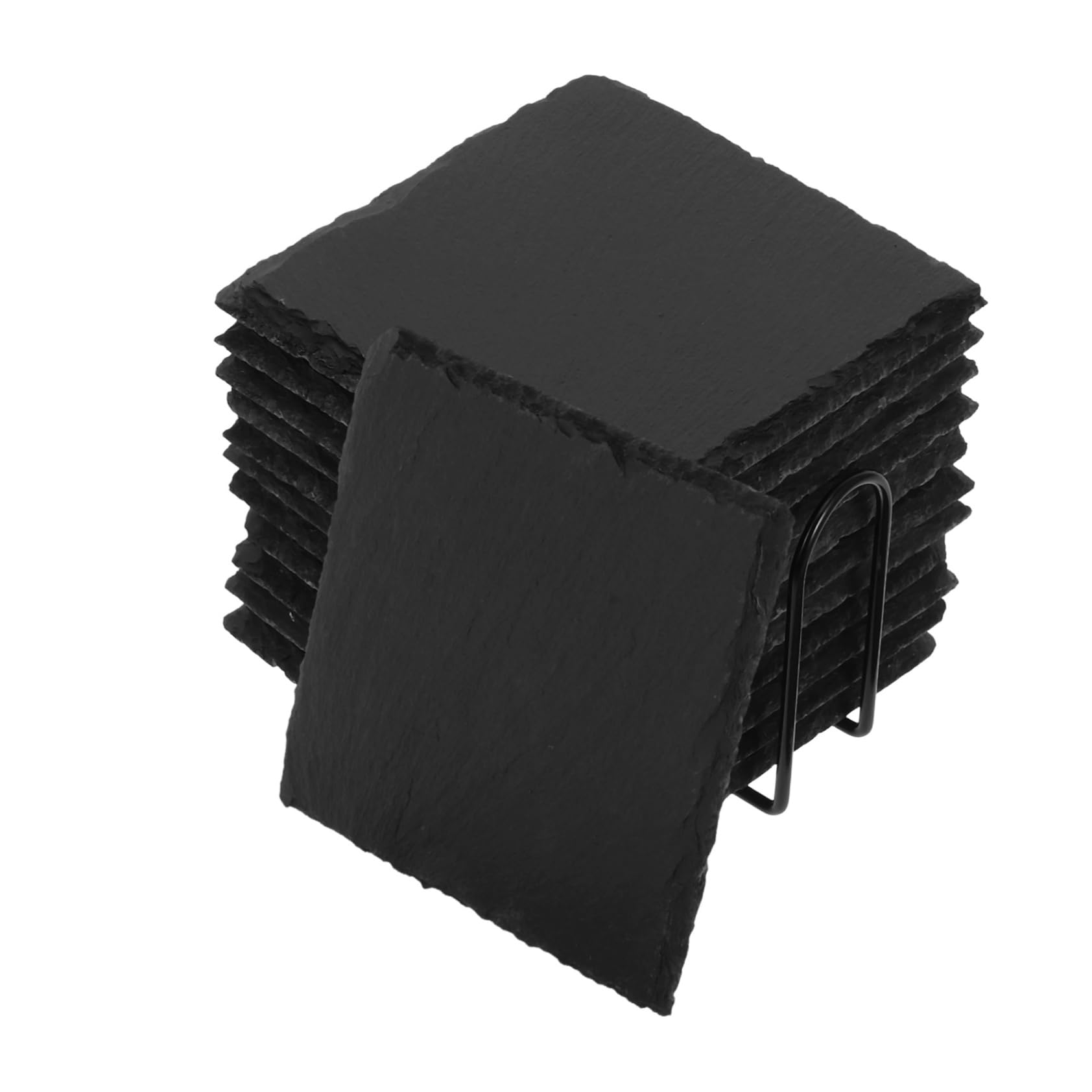 sous-Verres Faciles à Nettoyer Ronds Lot de 12 en Ardoise Noire, Résistants la Chaleur, Antidérapants pour Whisky et Boissons, Déco Maison