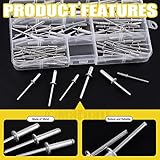 Mardatt 121Pcs Single Hand Rivet Gun with 6 Interchangeable Rivet Heads, M2.4 M3.2 M4 M4.8 Aluminum Manual Pop Rivets Tool-Free Drill Bit Heavy Duty Riveter Tool for Automotive Metal Sheets Repair - Image 3