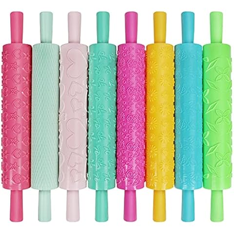 Kurtzy 8 Pack Textured Rolling Pin Set Cover