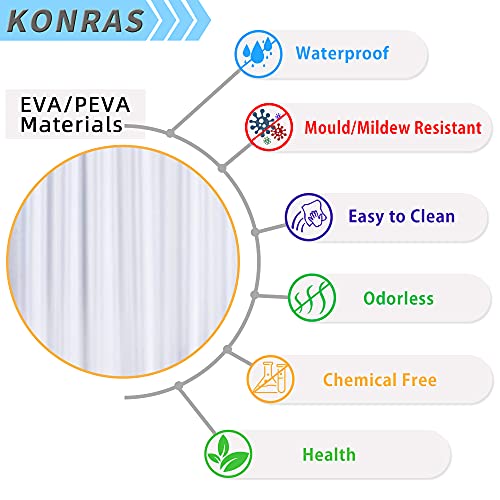 Konras 2 Pack Small Shower Curtain Liner 54X72, Waterproof Clear Shower Curtain With 2 Weighted Magnets And Rustproof Metal Grommets, No Smell Shower Curtain Liner 54" W X 72" H #TOP6