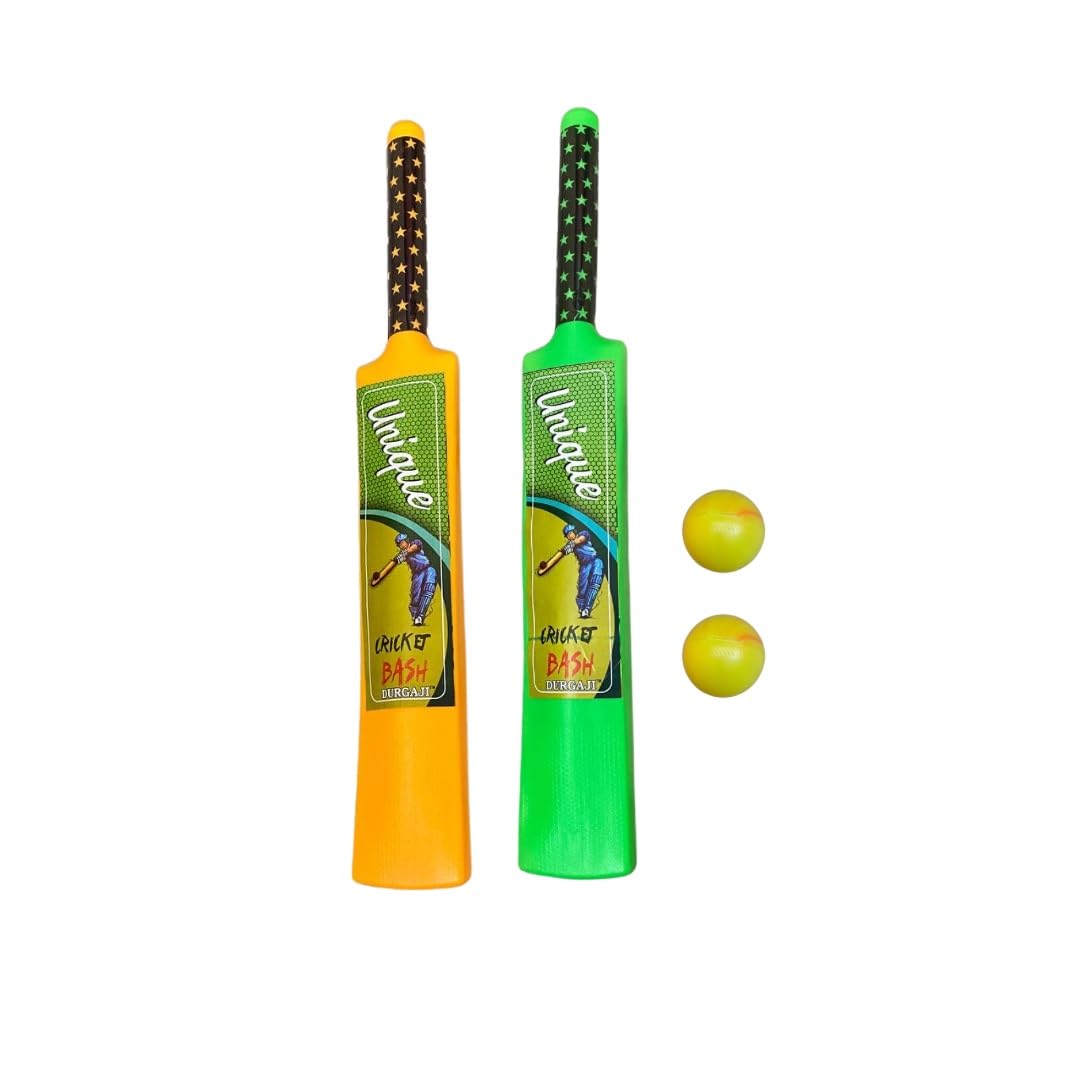 Vidhyapati 2 Bat-Ball Cricket Kit Combo for Kids | Cricket Kit for Kids | Boys & Girls Plastic Material | Multi-Colour (Yellow, Green) | (Pack of 2 Bats) | Age 3 & 3+-image-22