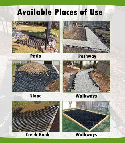 WLCGYD Kiesgitter Geogitter Für Den Außenbereich, Faltbares Kiesgitter-Pflasternetz Für Befüllen Von Steinen/Sand/Erde/Schlamm, 5 cm Dicke Bodenpflastersteine(3x10ft/1x3m)