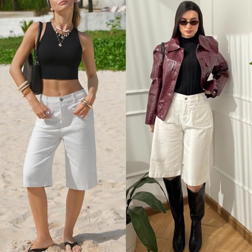 EXLURA Women Baggy Jeans Jorts Wide Leg Y2K Denim Bermuda Shorts 2026 Summer Trendy Knee Length Hot Short Streetwear Outfits — view 2