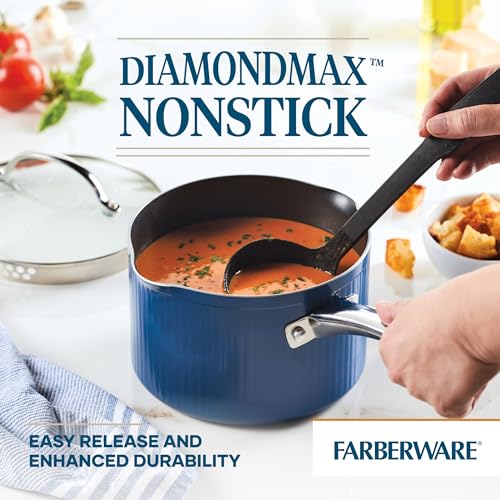 Farberware Style Nonstick Cookware Straining Saucepan with Lid, 3 Quart, Blue by Farberware - Image 6
