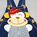 KIDSCOOL SPACE Baby Summer Cotton Denim Smiling Monkey Soft Short Overalls,Blue,6-12 Months