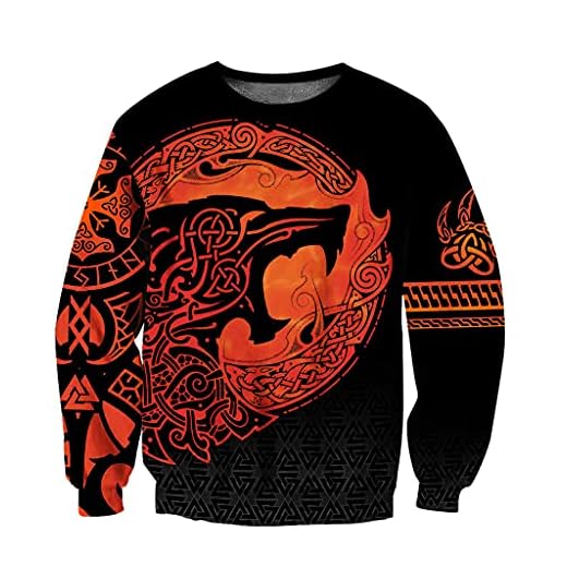 3D -utskrift Nordisk mytologi Fenris Wolf Tattoo Graphic Men Viking Clothes Set, Casual Sport Streetwear,Sweatshirt,L
