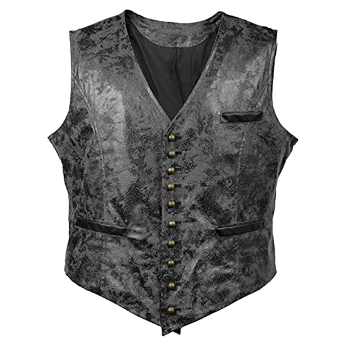 Gilet Steampunk en Faux Cuir pour Homme - Veste de Cosplay Rétro à Boutons