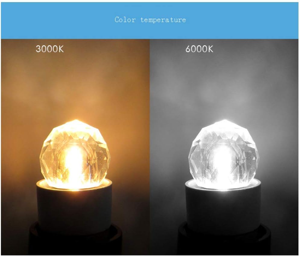 2W E12 Mini Globe Crystal LED Light Bulb Dimmable COB Bulbs 20W Incandescent Equivalent Daylight White 6000K E12 Candelabra Base 300LM for Desk Lamps Ceiling Fan Chandelier Home Lighting, 3 Pack