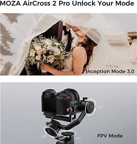 Moza Aircross 2 Gimbal Stabilizer For Dslr Mirrorless Cameras, Payload Up To 7.1 Lbs With 12Hours Runtime, Compatible With Sony Panasonic Leica Nikon Canon Bmcc Bmpcc Etc #TOP3