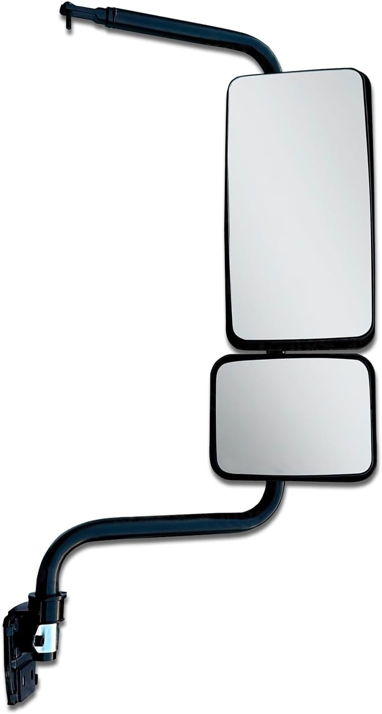 Kozak Door Mirror Assembly Black Right Passenger Side Compatible with Hino 238 258 268 338 2008-2021 Includes Logo, License Plate Frame, 2x 22" Windshield Wipers, and Reflective Vest