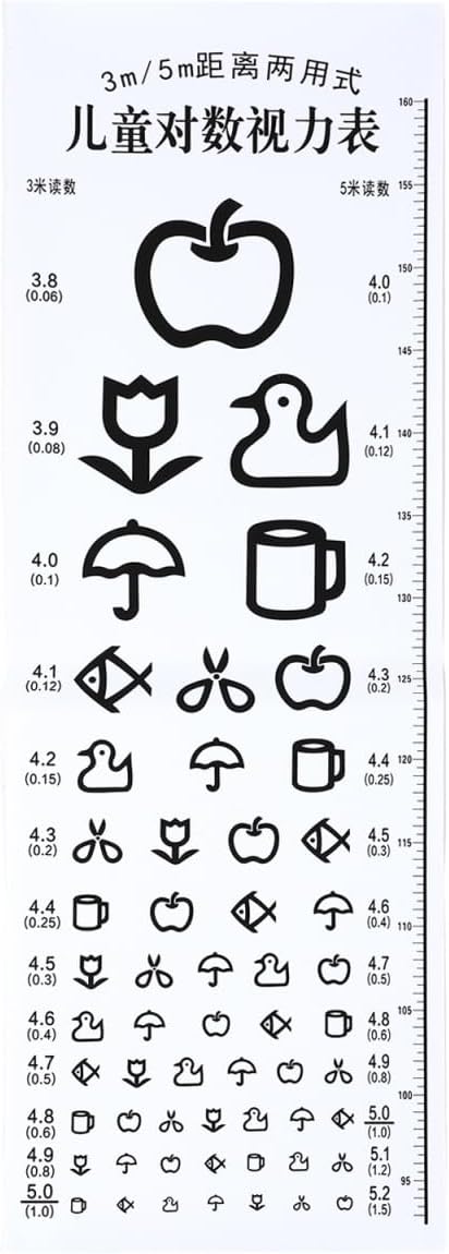 Boy Girl Eye Chart Visual Testing Chart for Home School Test with Red and Measures Visual Acuity