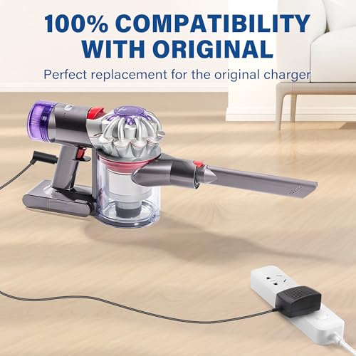 Image of Charger for Dyson Cordless Vacuum, V6 V7 V8 DC58 DC59 DC61 DC62 SV03 SV04 SV05 SV06 Absolute Animal Fluffy Motorhead Vacuum Power Supply, 26V 0.78A AC DC Adapter, UL Listed, 6FT Power Cord