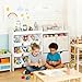 JOYLDIAS Toy Storage Organizer for Kids, 4 Tier Bookshelf w/9 Box Bins Toy Organizers, 2 Open Cubbies & Storage Bins, Movable Drawer, Hidden Wheels for Kids Age 3-12 for Nursery, Playroom, Classroom
