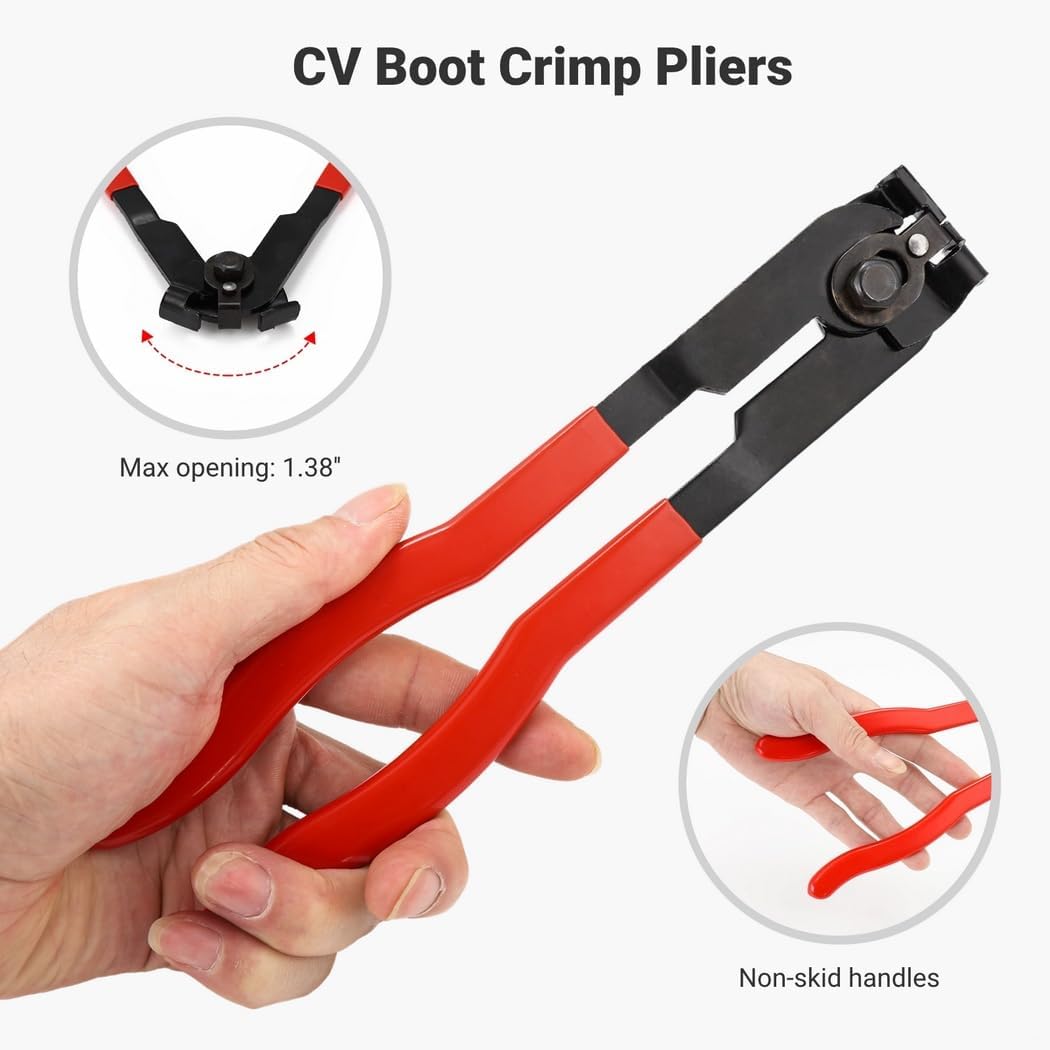Generic Cv Joint Band Tools For Car Atv Utv Axle Boots, 12 Pcs Car Banding Tool Kit, 2 Ear Boot Tie Pliers With 10 Cv Boot Clamps, Auto Repair Accessories