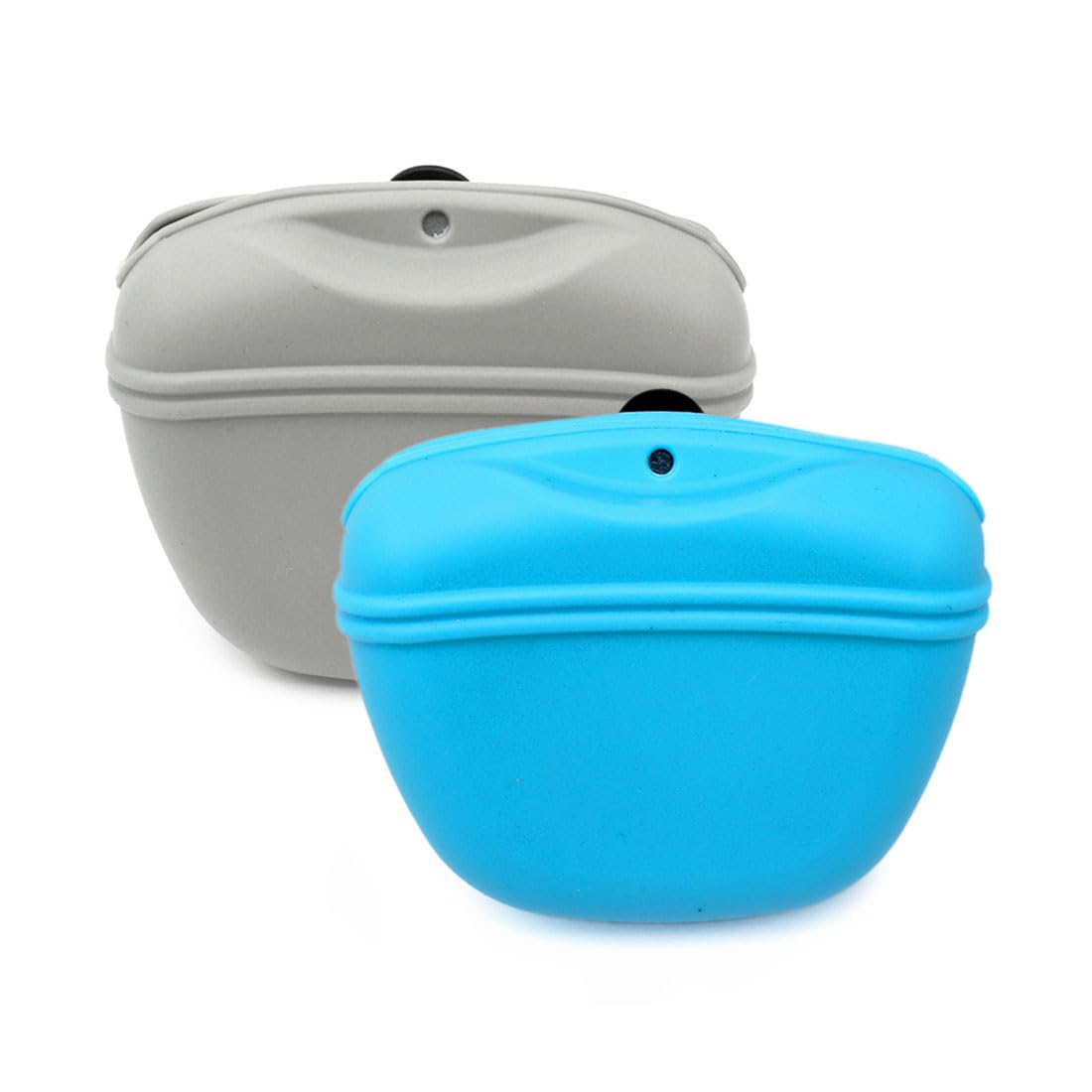 LICQIC Silicone Dog Food Bags, Magnetic Silicone Dog Food Bags for Taking Pets for Walking and Outdoor Training (2Pcs, Grey + Sky Blue) โ image 1