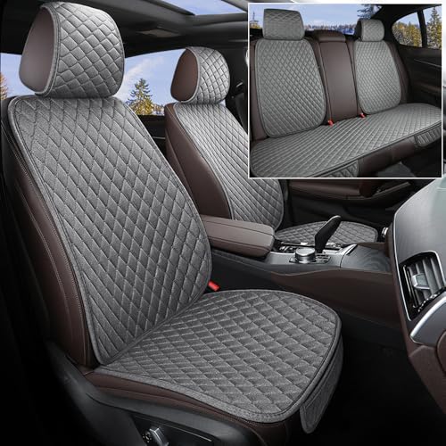 ステップワゴン ステップワゴンスパーダ に適用 カーシートカバー シートカバー 軽自動車 普通車 麻 シート保護 滑り止め 通気 洗える 通年使用 圧迫感軽減 座布団 前座席用 後部座席用 カー用品 簡単取付 フルセット-5席 グレー 11P ZDB4-R
