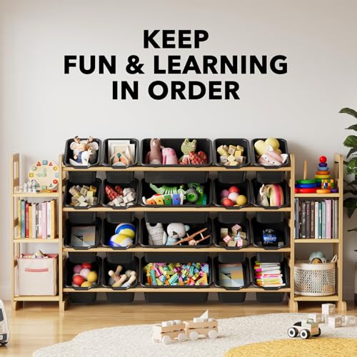 Image of SpaceAid Toy Storage Organizer with 6 Shelves and 20 Bins, Toy Organizers Storage Bookshelf, Kids Bin Shelf Toys Box Bookcase for Bedroom Playroom Organization Room Decor, True Black