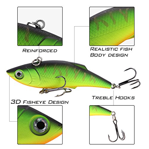 Sougayilang Fishing Lures Swimbait Vibe Crankbaits For Trout Bass Perch Musky Walleye Fishing-Style-F 10Pcs #TOP2