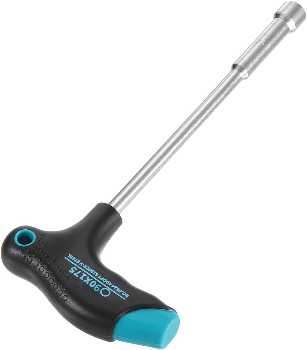 HARFINGTON T-Handle Metric Nut Driver 10mm Dia 175mm Shank 6 Point Hex Socket Screwdriver with Non-Slip Handle for Tightening and Loosening Fasteners