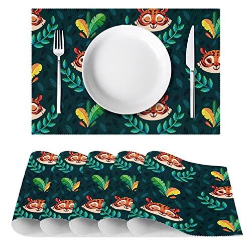 Sets de table tigre antidérapant résistant chaleur table manger x6
