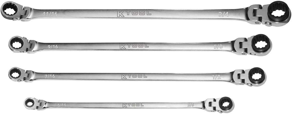 K Tool International4 Pc. Sae Double Box Univ Spline 90 Tooth Rev Rat W