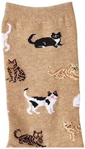Hot Sox Womens Cat Lovers Novelty Fashion Casual Crew Socks Hosiery, Cats (Hemp), 4 10 Us #TOP2