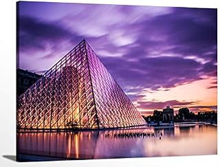 Louvre Paris Cityscape Landscape Wall Art Gallery Wrapped Canvas Prints for Home, Office Decoration