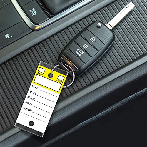 Image of Versa-Tags 500 Per Box, Self-Protecting Paper Key Tags with Chrome-Plated Split Rings Perfect for Car Truck Or RV Dealers Top Stripe Yellow