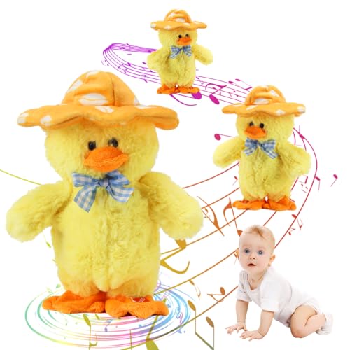 MILEGI Talking Singing Duck Toys Repeats What You Say Walking Duckling Electric Interactive Animated Toy Mimicking Recording Plush Gifts for Baby,Yellow,8''