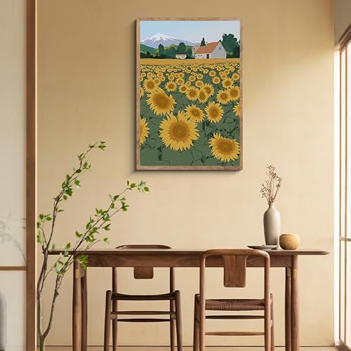 阪画屋 アートパネル アートボード ポスター 玄関 壁画 壁掛け 壁飾り 部屋飾り 飾り絵 絵 絵画 油絵 ソファの背景画 インテリア 現代 モダン フレーム 額付き 木枠付きの完成品 木目調 キャンバス 風水 風景画 プレゼント ギフト 40×60 [2]