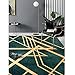 Produktbild FLOORMATJING Wohnzimmer Kurzflor Teppiche Moderner Designer Teppich 7MM Dicke Kristall Samt Retro Dunkelgrün Goldene Linien Läufer Teppiche für Schlafzimmmer Kinderzimmer Esszimmer Flur Küche 60x90CM