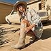 Rivalran Beige Suede Cowboy Boots for Women - Wide Calf Knee High Pointed Toe Chunky Heel Pull On Zipper Western Cowgirl Boots, Retro Country Vintage Fashion Tall Boots US Size 10