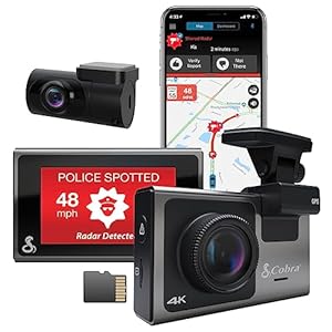 Cobra Smart Dash Cam + Rear Cam (SC 400D) â UHD 4K Resolution, Alexa Built-In, 3-Camera Capable, Live Police Alerts, Emergency Mayday, Drive Smarter App, 3″ Touchscreen, Wi-Fi & GPS, 32GB SD Card Incl