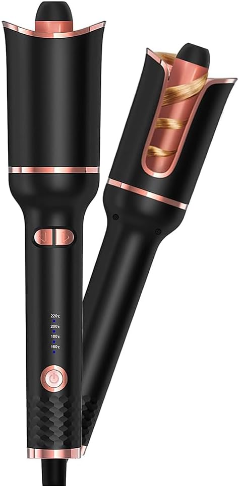 PATIGARU Automatic Rotating Curling Iron, Safe Anti-Scald Curling Wand, Lazy Portable Waves Hair Curler, Frizz-Free, Lasting Curling Wand for Long Short Hair, Ceramics Hair Crimper