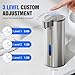 Automatic Soap Dispenser Touchless, Stainless Steel 11.5 oz 3 Levels Adjustable Hand Soap Dispenser with Rechargeable Sensor Pump for Kitchen & Bathroom Liquid Soap