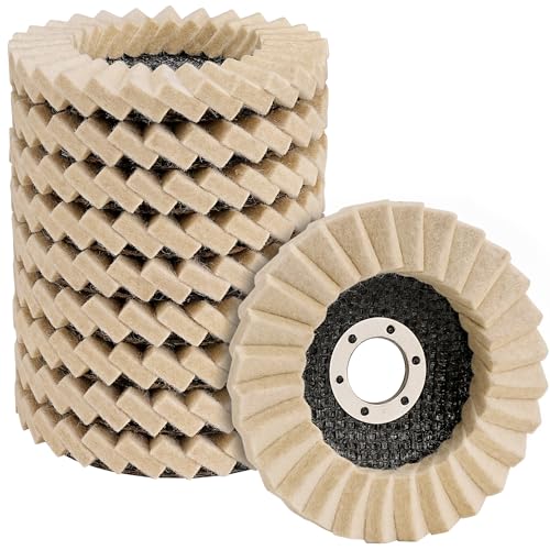 Nuodunco WOOL23619 10Pcs Very Fine Wool Flap Disc 4 1/2 Inch Angle Grinder Attachment cover